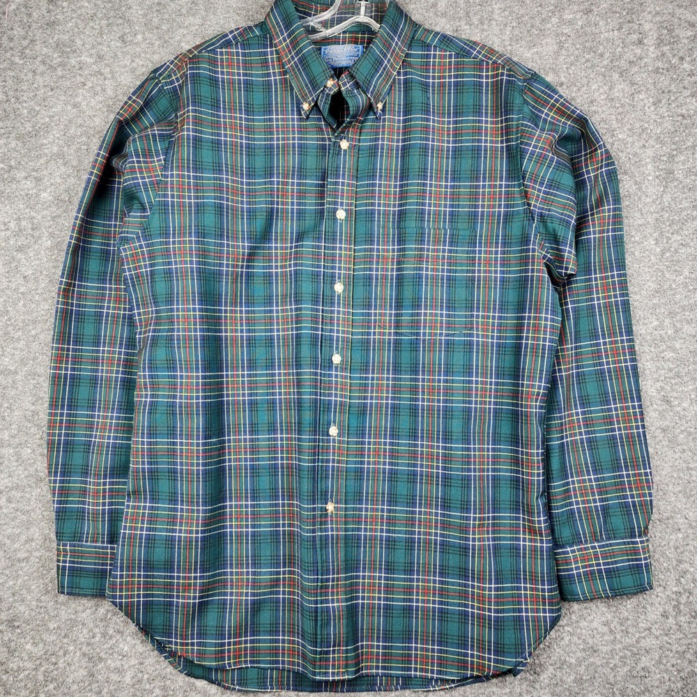 Sir Pendleton Button Down Shirt Mens L Green Cockburn Tartan Plaid Wool